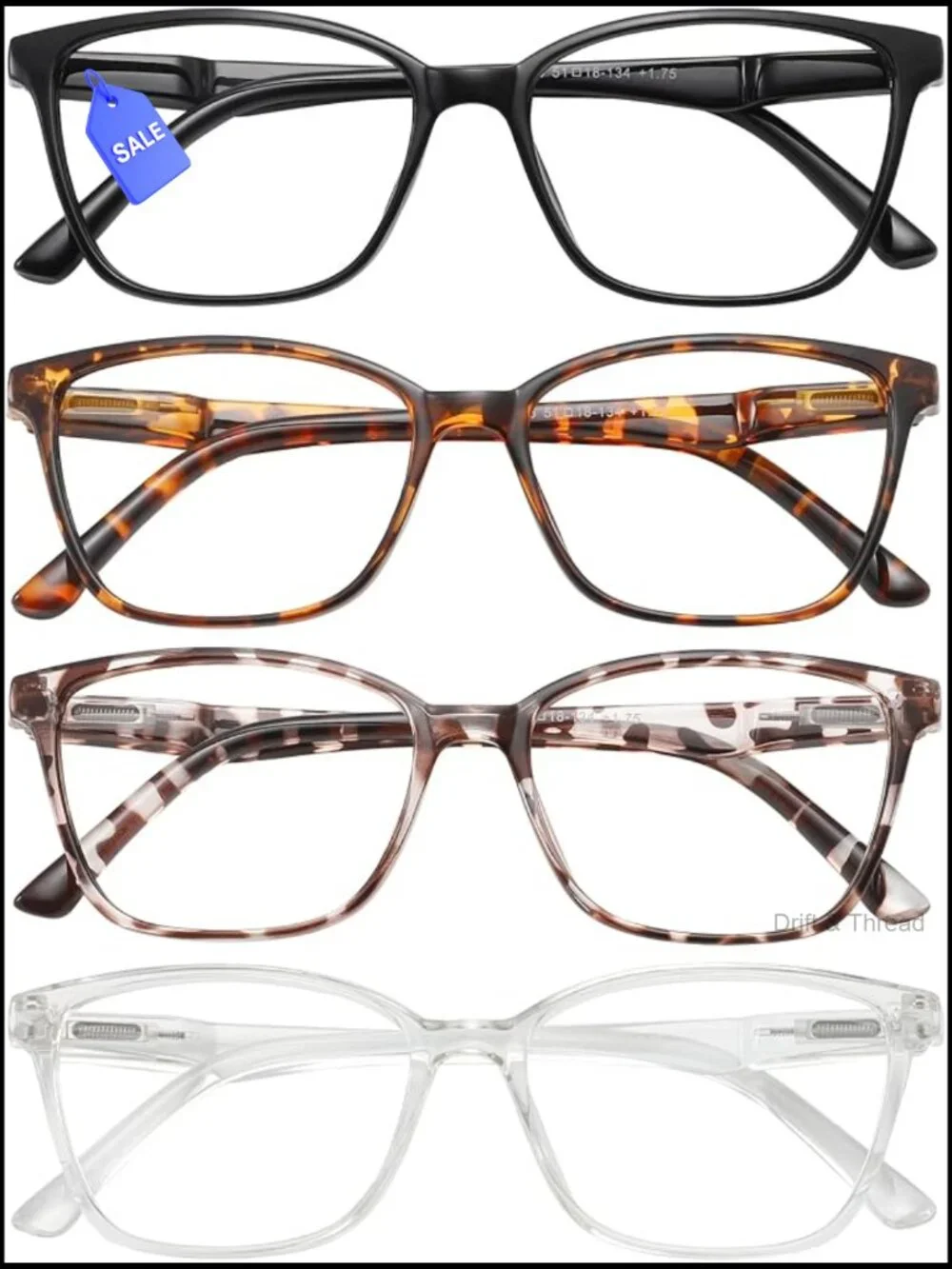 4 Pc Blue Light Blocking Reading Glasses Spring Hinge Readers Unisex